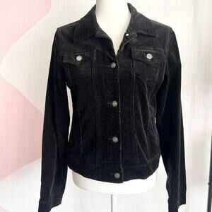 Black Corduroy Jacket, Grunge,‎ Dark Academia, 90s Streetwear, Large